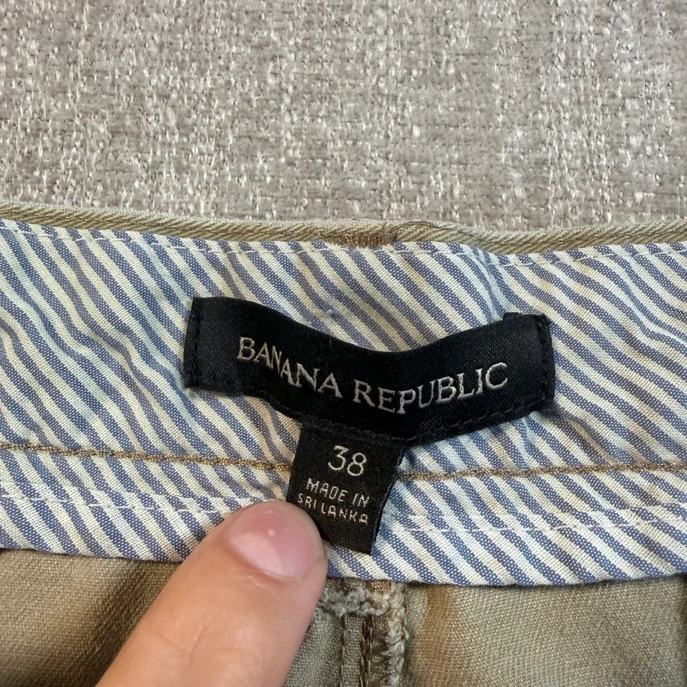 Banana Republic Mens Khaki Chino Shorts Size 38 Tan 100% Cotton Flat Front